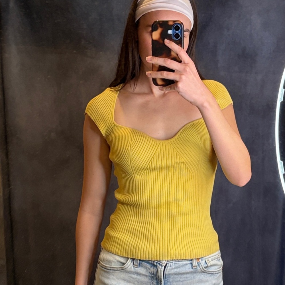 H&M Yellow Ribbed Tank Top